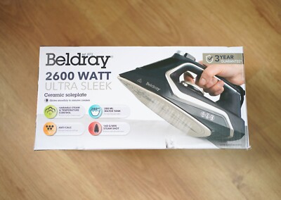 Neu Beldray 2600W Ultra Sleek Eisen Keramik Bügelsohle UVP 34,99 