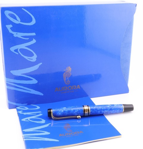 Aurora Mare Limited Edition Blue (Bleu) Fountain Pen 517 (No. 3208) 18K M Nib - Picture 3 of 24