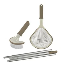 Spa Hot Tub Pool Brush & Scoop Cleaning Accessories Kit Aluminum Extension Pole