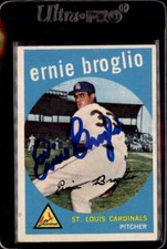 Ernie Broglio 1959 Topps #296 St Louis Cardinals Autographed Baseball Card