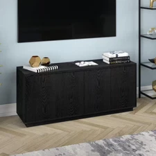 ‎Henn&Hart - Hanson Rectangular TV Stand for TV's up to 65" in Black Wood Grain