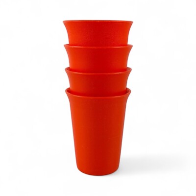 4x Tupperware 8oz Bell Tumbler Cup Paprika Red Cup VTG 90s