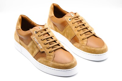 NWT STEFANO RICCI Leather  Sneakers EAGLE Shoes LOGO Eu 44 Uk 10 Us 11 RE19