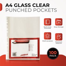 Image of Pack of 500 A4 Glass Clear Punched Pockets by Janrax - Copy Safe Acid Free