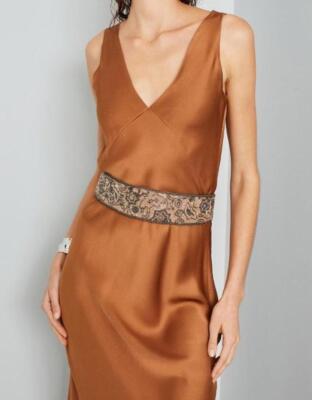 Intrend by Max Mara Gold Dress with Max&Co Label-cut Embroidered Beads  Belt. M | eBay