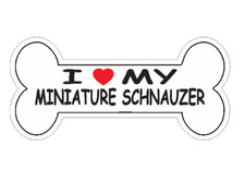 12" love my mini schnauzer dog bone bumper sticker decal usa made