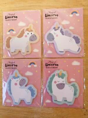 1 CUTE KAWAII UNICORN STICKY MEMO NOTE PAD 4 DESIGNS PARTY GIFT SCHOOL ...