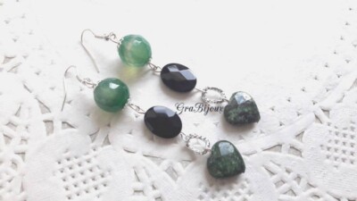 Ohrringe Ohrhänger harte Petrus Jade und Onyx schwarz