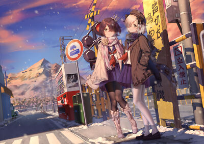 Anime 2d digital art artwork mountains Play Gaming Mat Desk