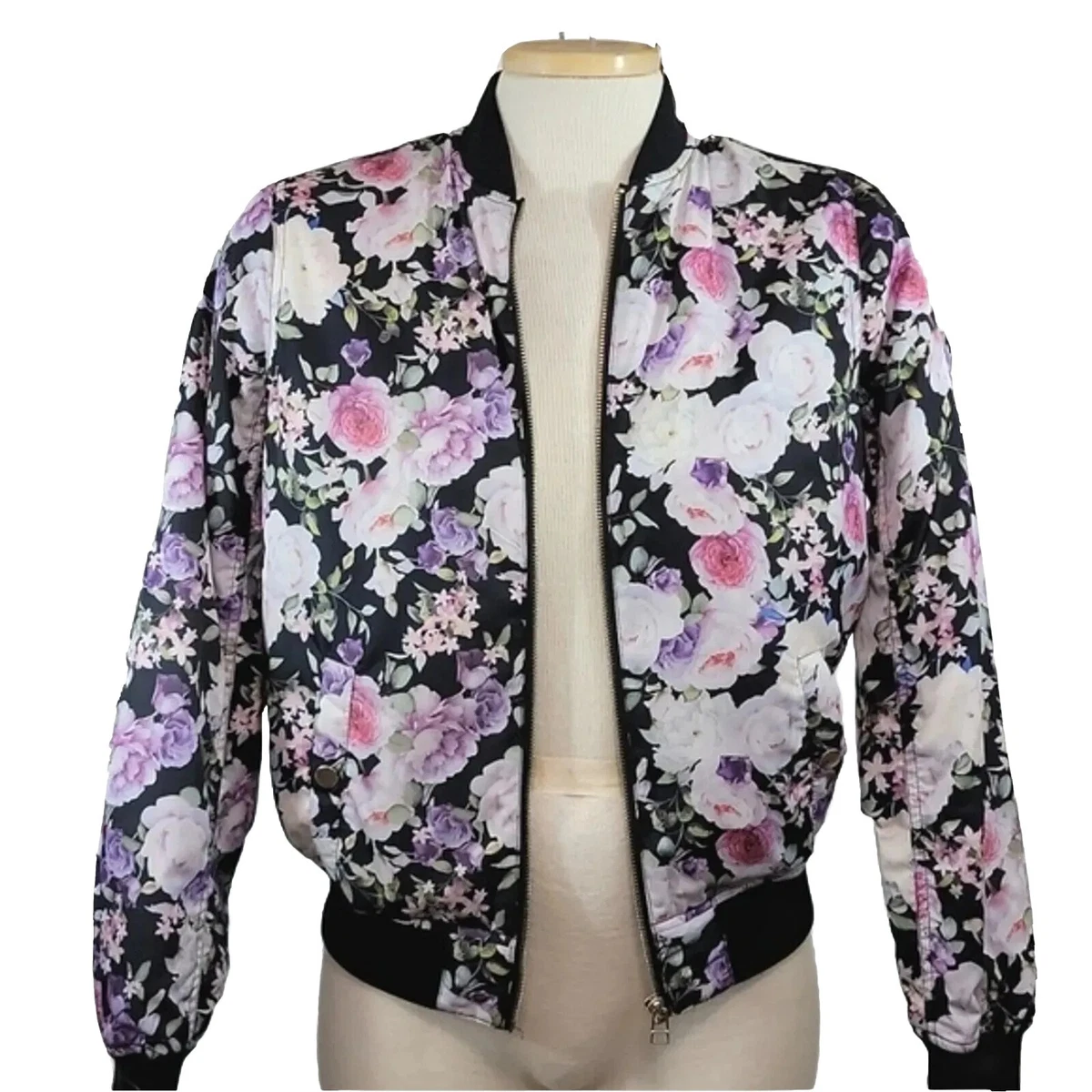 Forever 21 floral bomber clearance jacket