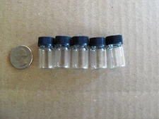 (5) MINI 1" GLASS VIAL BOTTLES FOR YOUR GOLD PAN GOLD!
