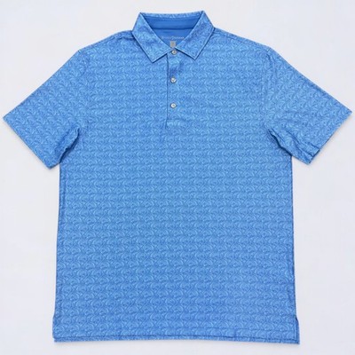 Hickey Freeman Golf Polo Shirt Men's M Blue Abstract Short Sleeve Performance
