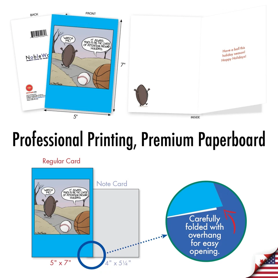 1 Divertida Tarjeta de Papel de Navidad con Sobre - Felices Fiestas Fútbol Atención Foto 3 de 4