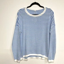 Anrabess Striped Sweater, Size Small, Lightweight Rayon, Blue White, Relaxed NEW