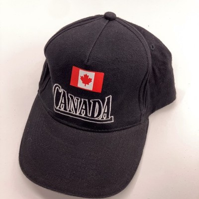Canada baseball cap Maple leaf flag black cotton mid profile structure