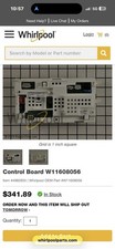 W11608056 Genuine OEM Whirlpool Washer Electronic Control Board Free Shipping