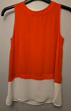 Women's Coral & White Top UK Size 10 Roman 32 Inch Chest Excellent Condition
