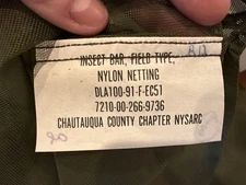 US Military Insect Bar Field Type Mosquito Net Nylon Net NSN 7210-00-266-9736