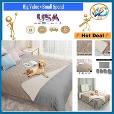 Waterproof Microfiber Dog Bed Cover Reversible Cream Beige Sofa Couch Blanket