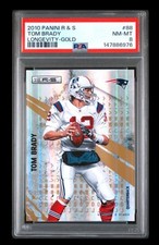 2010 panini rookies & stars #88 tom brady; gold /49 longevity holo PSA 8