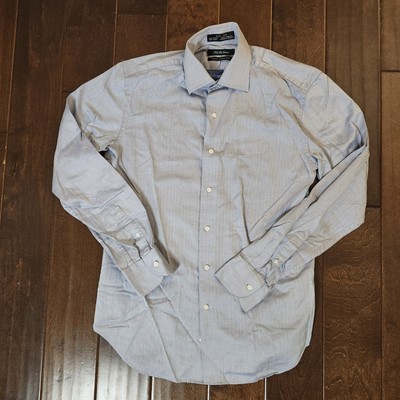 saks fifth avenue slim fit dress shirt Saks Fifth Avenue Men's Slim Fit Blue Button Up Dress Shirt Size 15 1/2 -  34/35