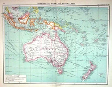 Old Commerical Chart Australasia Bartholomew Map C1900 Australia New Victorian
