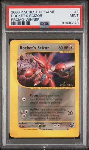2003 POKEMON BEST OF GAME PROMO WINNER #4 ROCKET'S SCIZOR PSA 9