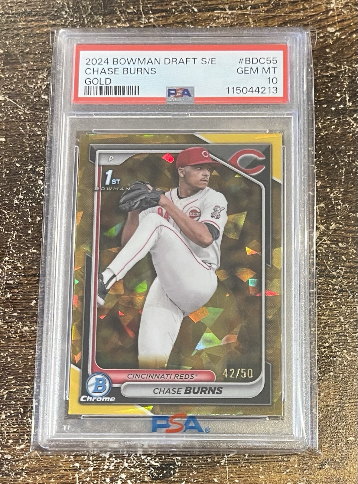CHASE BURNS 2024 Bowman Draft Sapphire 1st Bowman Gold #/50 PSA 10 GEM MINT Reds