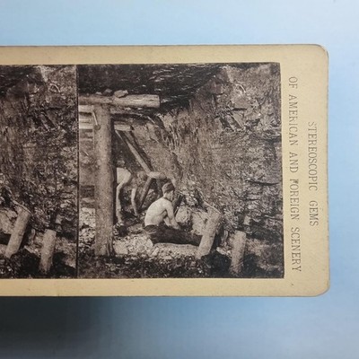 Walsall West Midlands Stereoview um 1895 Kohlebergbau Junge in Coalface Grube Requisiten
