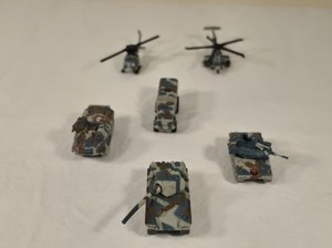Lot Of 6 Micro Machines Military Vehicles Galoob Terror Troops Blue/Brown Camo