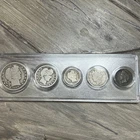 1908-D 90% Silver Barber Year Set 50c,25c,10c, W/Liberty 5c & Indian Head 1c