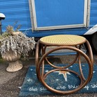 VTG MCM Boho Thonet Style Bentwood Cane Round Footstool Plant Stand Ottoman  — photo 5