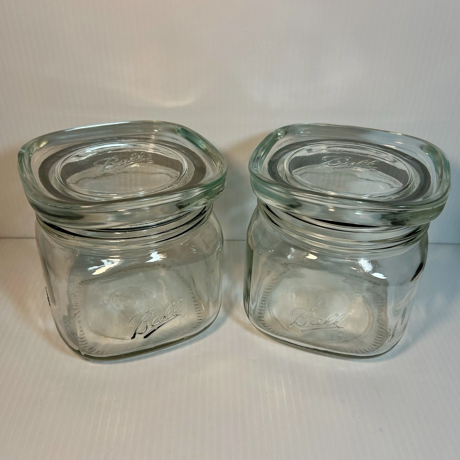 Ball Square Top Glass Jar 4 Cup Stackable Pantry Storage Container lot of 2 HTF