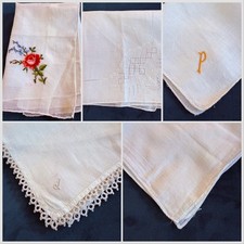 Vintage Embroidered Handkerchief Set Floral Initial Monogrammed Linen Collection