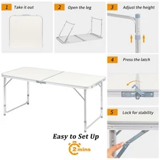 LEADZM 4ft Silver Outdoor Folding Table Aluminium