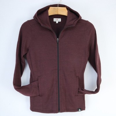 AMERICAN GIANT WOMEN S MAROON RED MERINO WOOL FULL ZIP HOODIE SMALL LKNEW COND