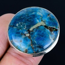 Excellent Neon Blue Apatite Gemstone 925 Sterling Silver Ring Size 6.5