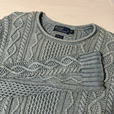 VTG Polo Ralph Lauren Sweater Men XL Cable Knit Roll Neck Fisherman Hemp