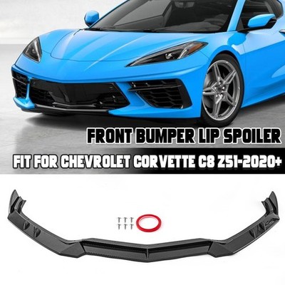 FOR Corvette C8 Z51 20-24 Carbon Fiber BLACK Front Bumper Lip Splitter Diffuser