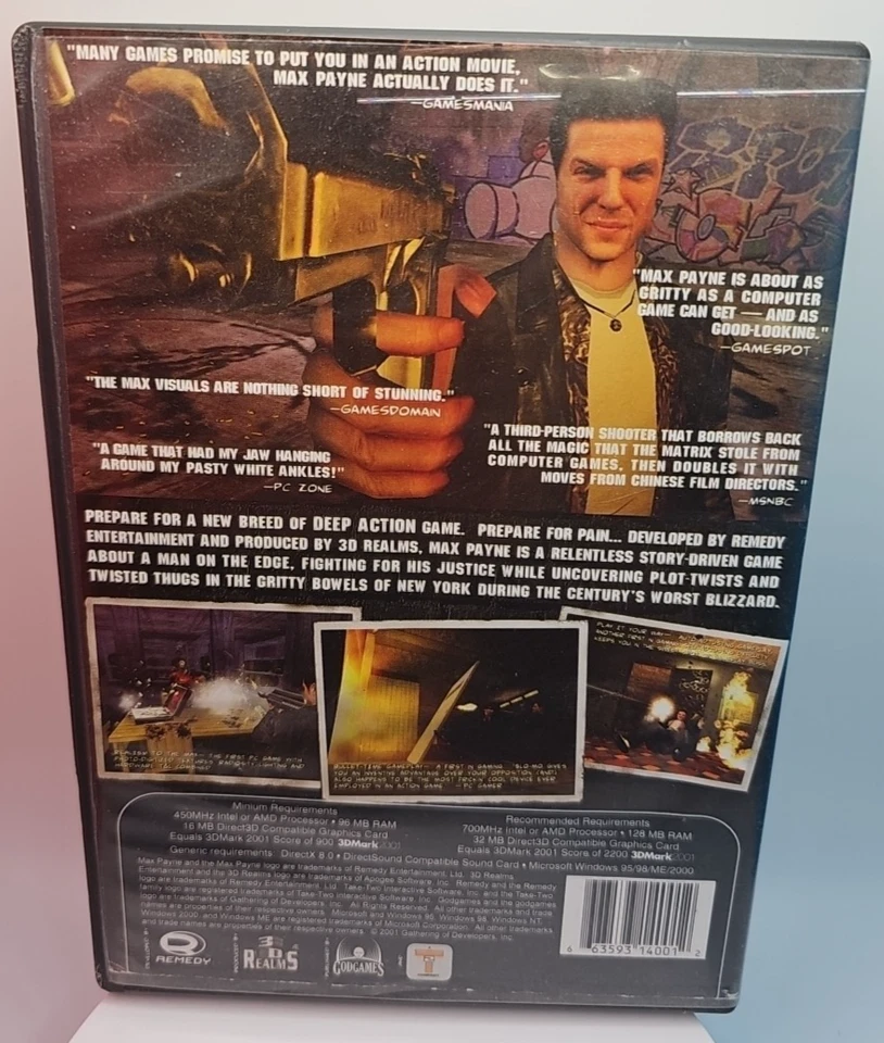 Max Payne (PC, 2001) Complete In Box CIB With Manual - Image 2 of 4