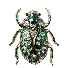 Retro Style Green Beetle Brooch Rhinestone Insect Pin Gold Tone Bug Jewelry Gift