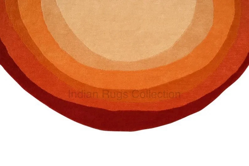 Ombre Hand-Tufted Orange Round Rug in Colorful Fine Wool – Custom Area Rug - Image 4 of 4