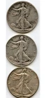 Liberty Walking Half Dollar Lot of 3 Coins 1943, 1946, 1947 D