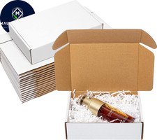 25 Pack Shipping Boxes 7x5x2 White Corrugated Mailers Small Business Packing