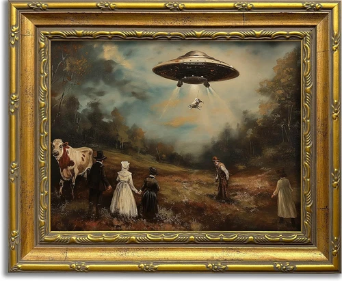 Vintage UFO Wall Art Weird Victorian Funny Wall Decor - product listing photo