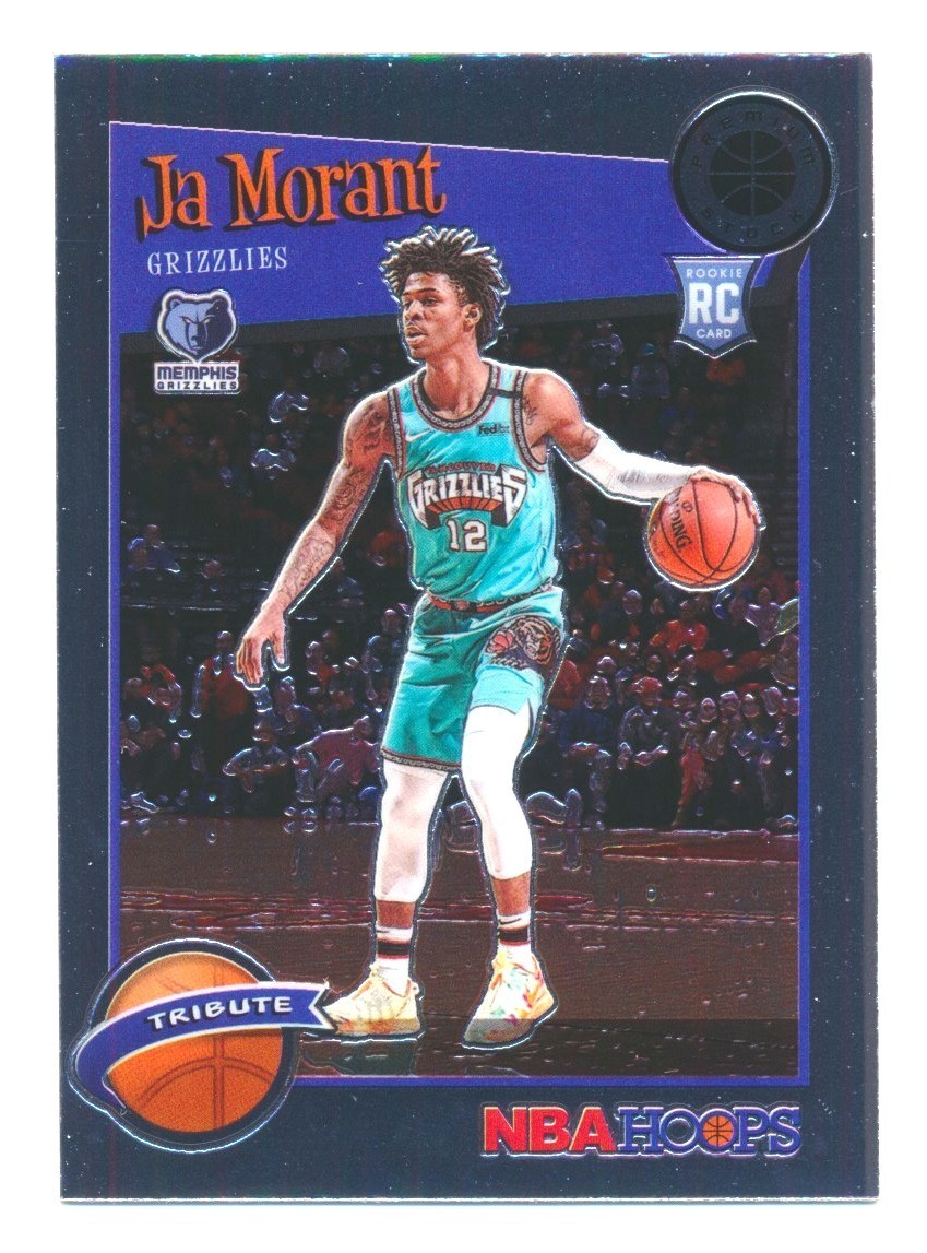 2019-20 PANINI NBA HOOPS PREMIUM STOCK JA MORANT RC HOOPS TRIBUTE ROOKIE #297