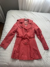 Gabardina Via Spiga para mujer con cinturón, cierre de botones, talla grande, coral