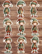 Christmas Green Elf Die Cut Vinyl Stickers Scrapbooking Laptop Waterbottle