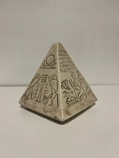 Vintage Egyptian Pyramid Sculpture Hieroglyphs Images ALVA Museum Replica