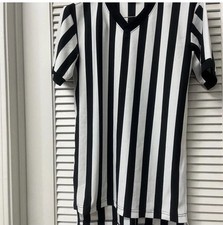 Rawlings Referee Shirt V Neck Adult SMALL Vertical Stripes